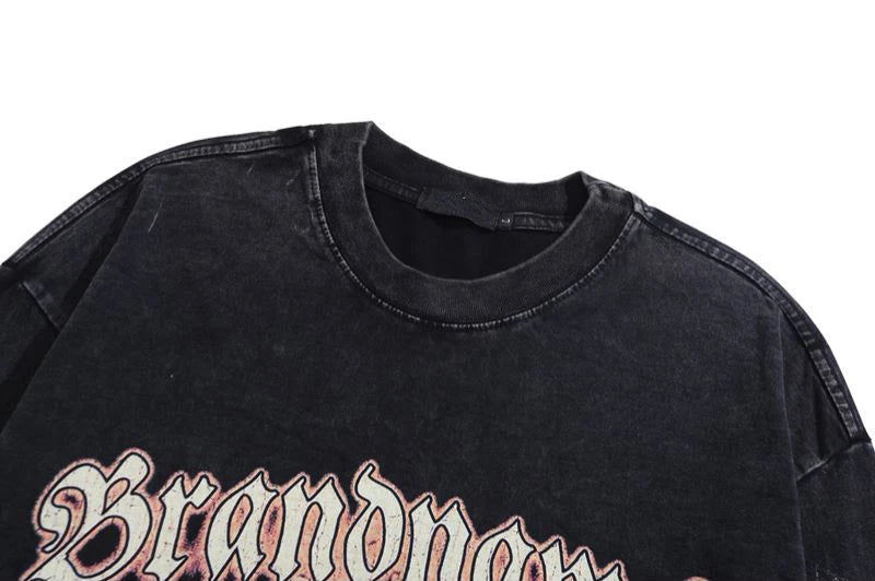 Gothic Graphic tee – Distressed Washed T Shirt Harajuku Pritned Unisex Hip Hop St