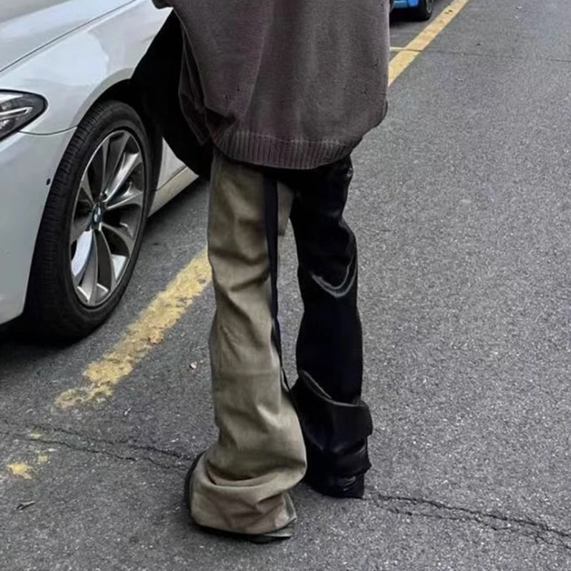 ro style ribbons patchwork gradient stacked wax pants unisex straight streetwear baggy y2k flare jeans oversized loose cargos 2 unique cargo style 660