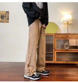 2023 korean fashion ankle zipper vintage brown men jeans pants luxury straight hip hop casual denim trousers pantalones hombre unique jeans style 241