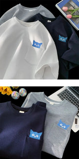 Y2k Anime panel – Korean High End Waffle Short Sleeved T Shirt For Men With Qu