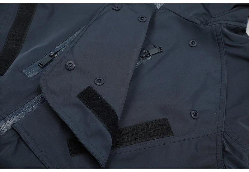 New 2023 Mens Blue Undermycar Armor zipper Parkas Windproof hooded Jacket Tatting Multiple pockets outdoor Wear size 1 2 3 #464