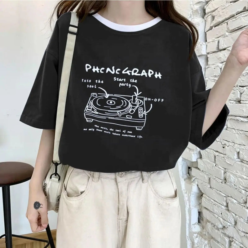 Glitchcore Oversized shirt – Summer Japanese Girly Cotton Short Sleeved T Shirt For Women