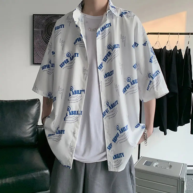 2023 Summer New Light Luxury Fashion Shirt Men Loose Casual Short-sleeved Shirt All-match Boutique Clothing Simple Style