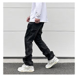 patchwork design denim flare jeans pants men casual zipper straight biker trousers jeans fashion streetwear hip hop jean joggers unique joggers style 2597