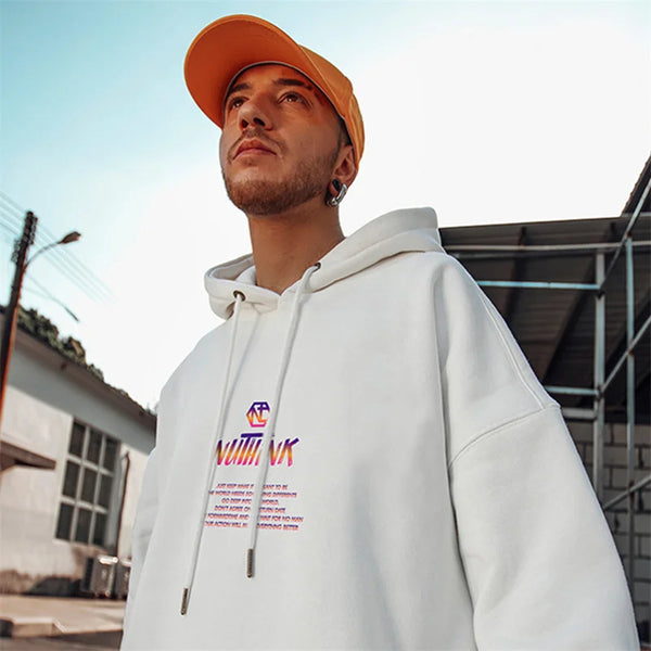 High Street Graffiti Graphic Hoodie Mens Loose Fleece Hoodies Harajuku