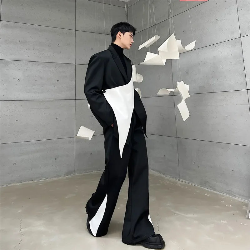 flare pants men vintage fashion casual bell bottom trousers male streetwear net celebrity long pants stage costume urban fashion pants