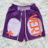 New 2023 Novelty High Men Vertabrae Comfortable Tie-dyed Skateboard Street Cotton Casual Shorts Kanye Hip-hop Parkour #183
