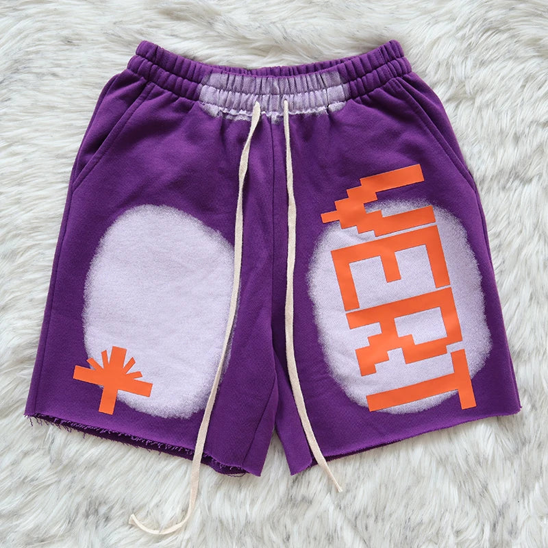 New 2023 Novelty High Men Vertabrae Comfortable Tie-dyed Skateboard Street Cotton Casual Shorts Kanye Hip-hop Parkour #183