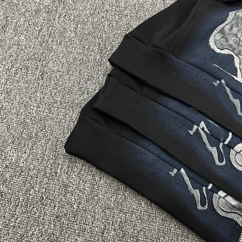 anime aesthetic drop featuring cactus jack fashion skull skeleton hoodie zip up plush hoodie cardigan kanye oversized zipper hoodies y2k men black clothes