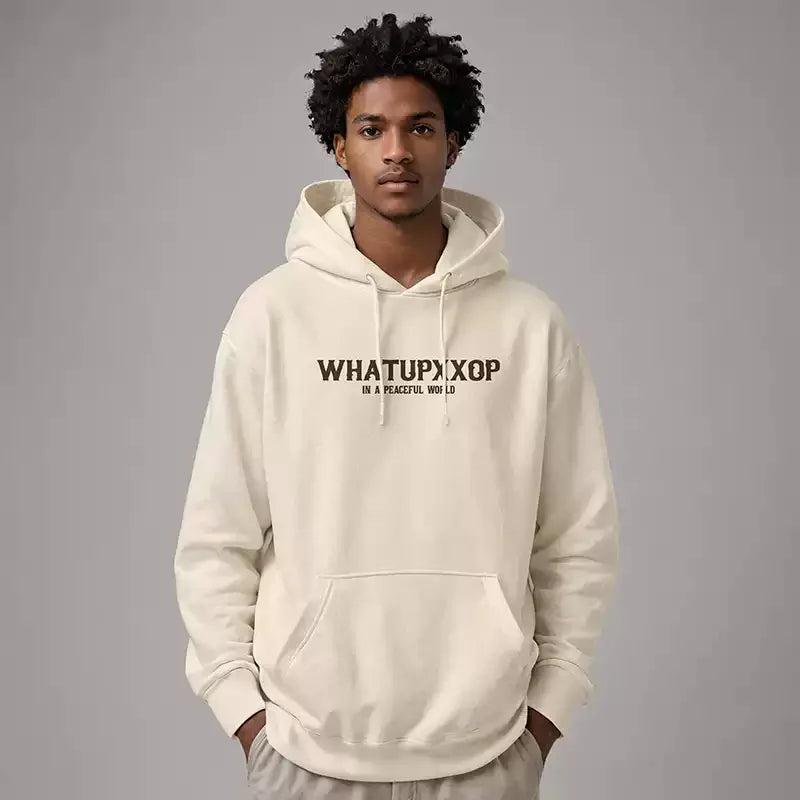 New Gothic Newspaper Graphic Print Hooded Sweatshirt For Men Fleece Hip Hop