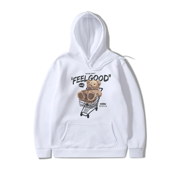2022 Men Hip Hop Hoodie Sweatshirt Streetwear Bear Letter Shopping Car