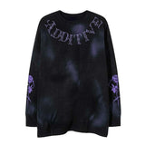 hip hop knitted sweater streetwear mens letter rose printed punk gothic oversized o neck pullover jumpers harajuku loose tops trendy hip hop style outerwear, unique limited edition hoodie, streetwear fashion hoodie