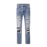 street wear washed hole destroyed skinny jeans denim hip hop blue cylinder male casual slim jeans pants ripped denim trousers unique jeans style 249