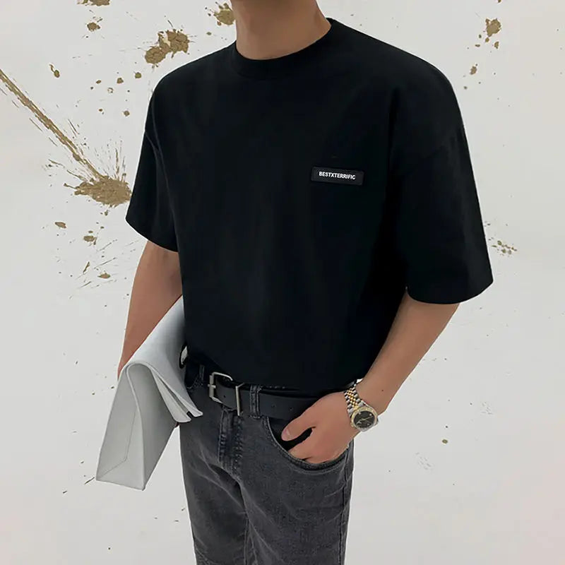 Sadcore Crying angel – Korean Style Summer New Short Sleeved T Shirt For Men Solid