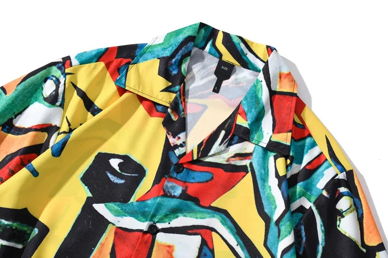Dark Icon Graffit Hawaiian Shirt Men Vintage Street Men's Shirts Summer Beach Holiday Male Shirt Blouse