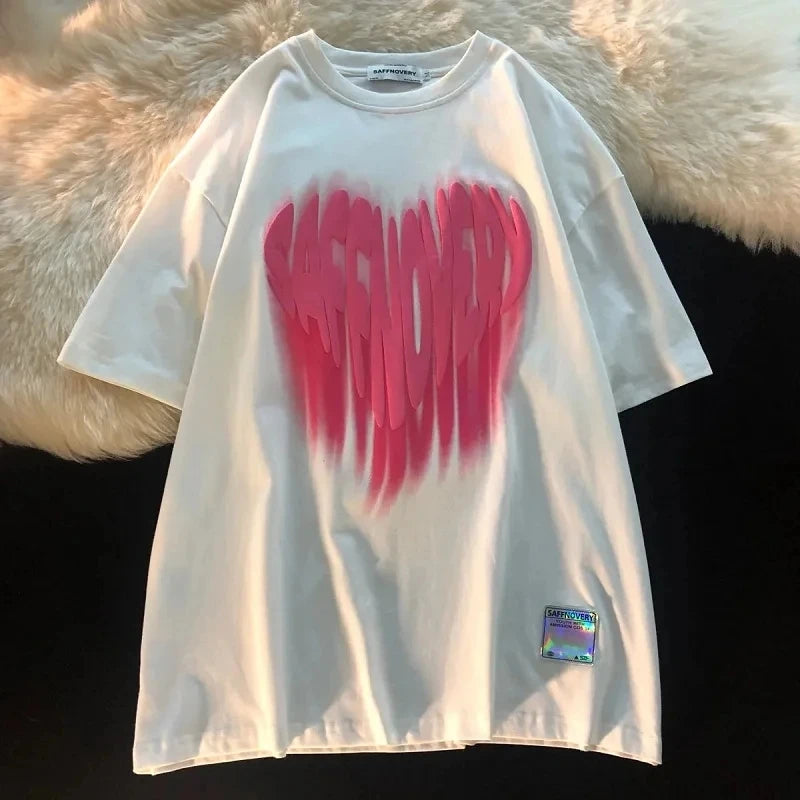 manga glitch tee with vaporwave haze and pastel flame art