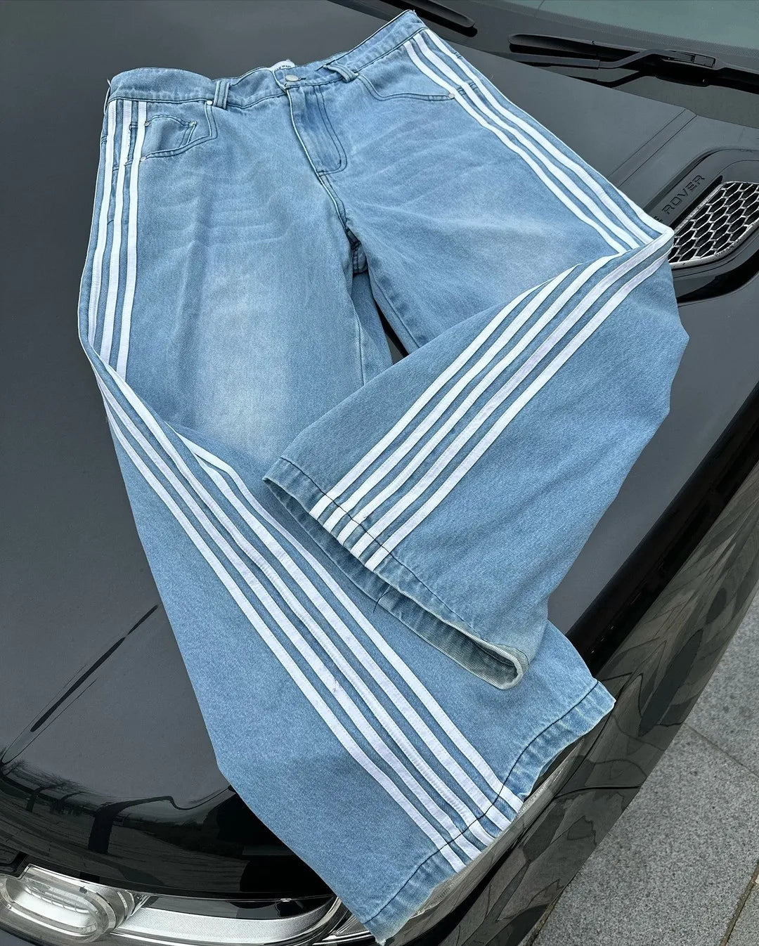 hip hop retro side stripes graphic baggy jeans casual streetwear sweatpants y2k pants gothic womens mens trousers relaxed fit joggers