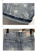 22 year denim shorts mens summer korean style printed korean style casual pants unique jeans style 1972