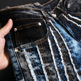 fashion distressed washed ripped destroied denim jean pants mens zipper skinny biker jeans hip hop streetwear slim pants joggers urban active pants