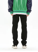 patchwork harajuku denim jeans mens zipper jeans hip hop fashion streetwear new casual straight joggers pants jeans for men unique joggers style 2470