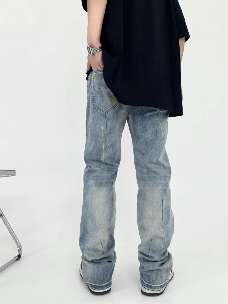 graffiti printed ripped destroied straight denim jean men hip hop distressed biker jeans fashion casual high street pants jogger streetwear sweatpants