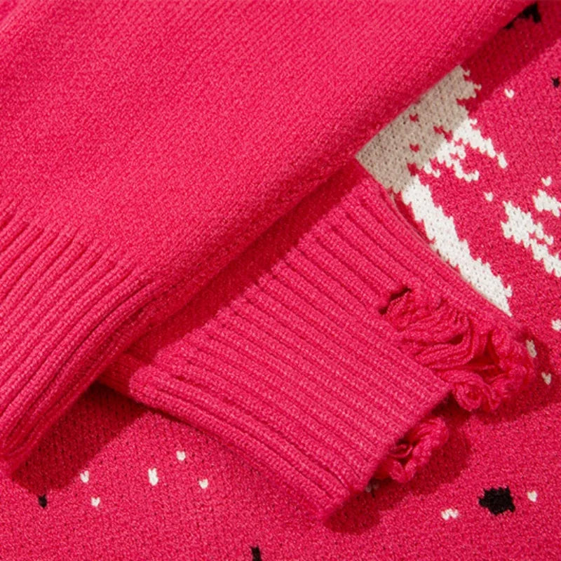 fashion butterfly knitted oversized sweater unisex o neck ripped holes knit pullover streetwear unisex loose sweaters clothing unique limited edition hoodie, aesthetic street look hoodie, Y2K vintage urban hoodie