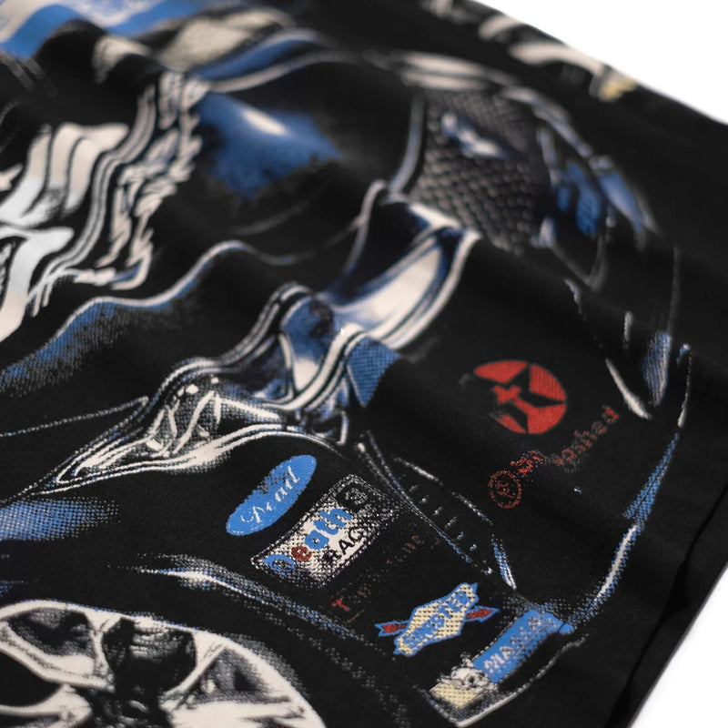 Techwear Graphic Tee – Barcode Glitch Flame Matrix Vibe