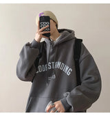 Autumn Mens Letter Design Printed Pullovers Hoodies Y2K Vintage Street