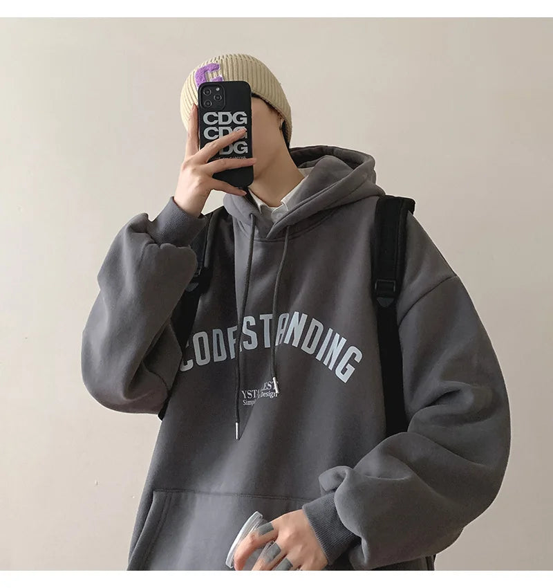 Autumn Mens Letter Design Printed Pullovers Hoodies Y2K Vintage Street