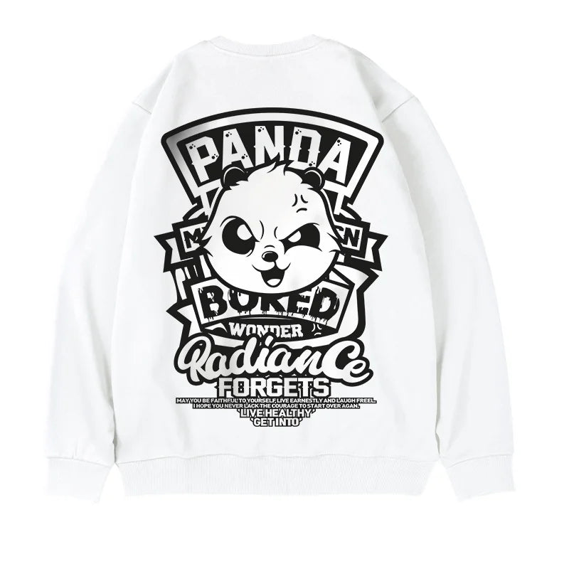 New Funny Panda Printed Sweatshirts For Men Autumn Oversized Retro