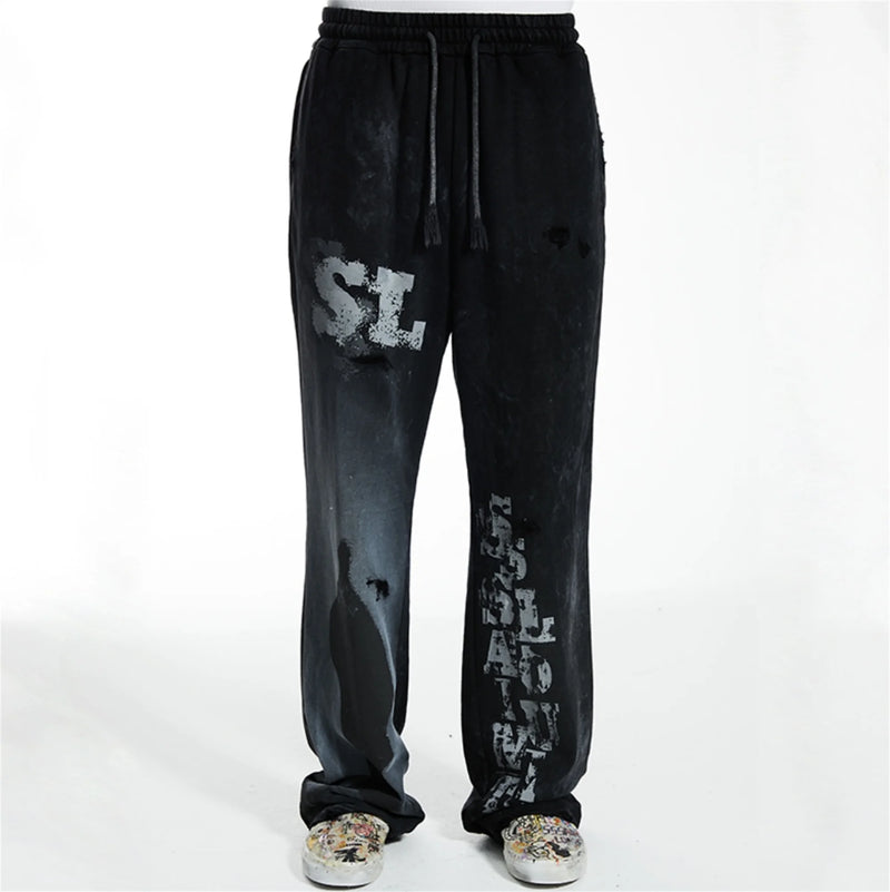 new arrival ssaint louis dirty old graffiti printed drawstring sanitary pants casual sport pants unique default style 6153