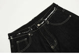 men women streetwear fashion loose casual wide leg straight black denim jeans pant boyfriend y2k baggy jeans trousers unique jeans style 2379