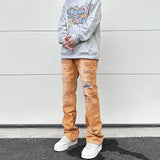 american high street washed torn jean mens y2k baggy ripped jeans cat whisker patch straight tube casual pants jeans hip hop unique jeans style 809