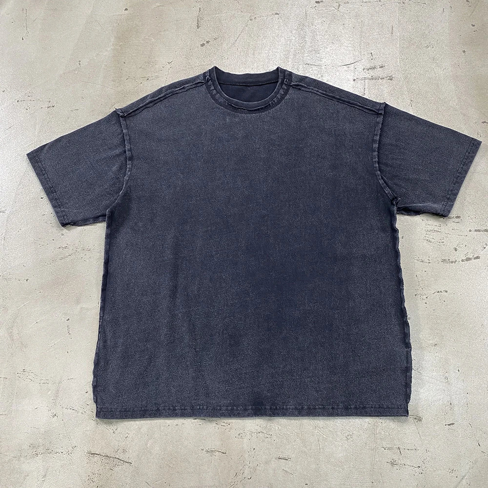 Skatercore Chrome logo – 2024 Summer New Washed Oversized Tshirt Worn Out Retro Distr