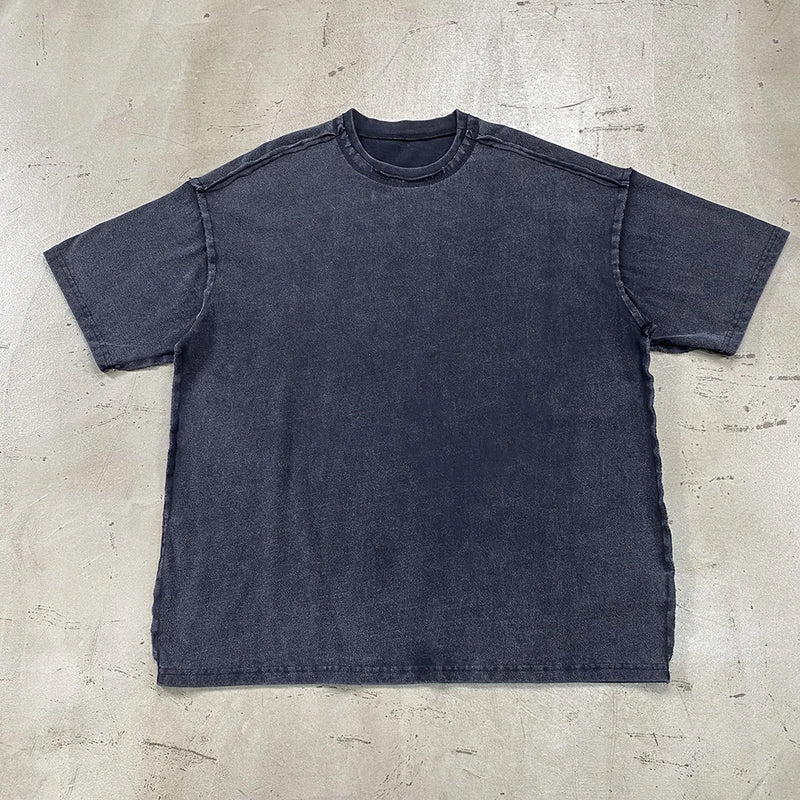 Skatercore Chrome logo – 2024 Summer New Washed Oversized Tshirt Worn Out Retro Distr