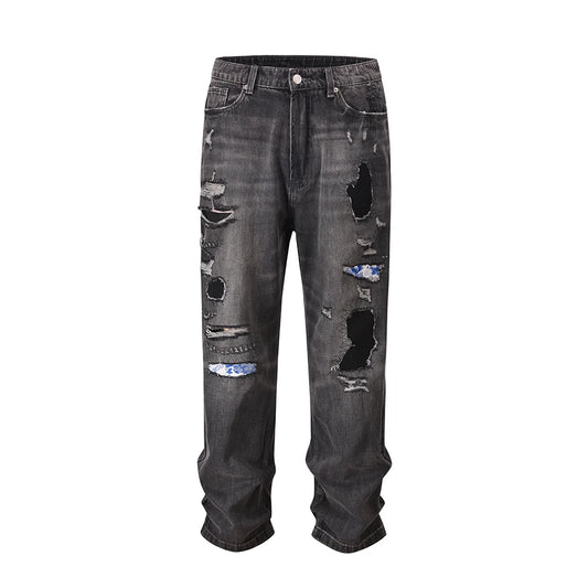 frayed hole washed pantalones hombre baggy jeans mens straight hip hop casual ropa y2k denim pants oversized cargo trousers military streetwear pants