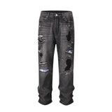 frayed hole washed pantalones hombre baggy jeans mens straight hip hop casual ropa y2k denim pants oversized cargo trousers military streetwear pants