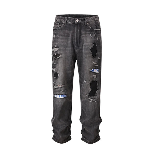 frayed hole washed pantalones hombre baggy jeans mens straight hip hop casual ropa y2k denim pants oversized cargo trousers military streetwear pants