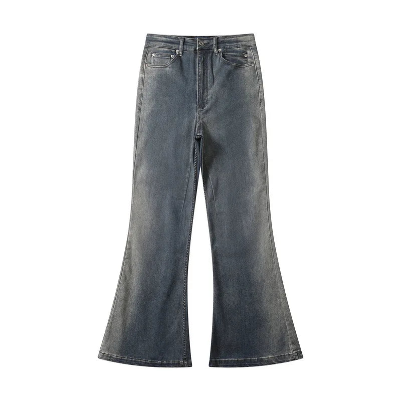 y2k washed gradient jeans pants blue stretch floor mop pants distressed casual micro speaker baggy mens and womens flare jean unique jeans style 107