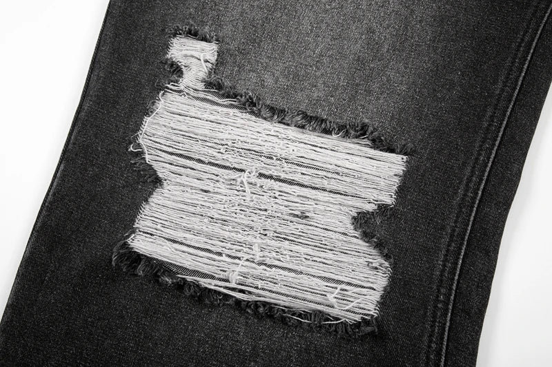 retro black blue straight oversized washed torn jeans solid color ripped jeans baggy hip hop destroyed men wide leg jeans pant unique jeans style 4828