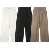men solid color denim wide leg straight streetwear fashion loose casual jeans pants women y2k jeans trousers denim street jeans