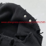 2024 Autumn Winter High Street Basic Vintage Damaged Hole Loose Hoodie