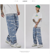high street irregular tied dye biker jeans men denim straight jean pants 2023 motorcycle y2k trouser unisex hip hop casual pants unique jeans style 511