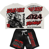 Trapwear Aesthetic print tee – 2024 American Summer Gothic Punk Anime Skull Letters Oversiz