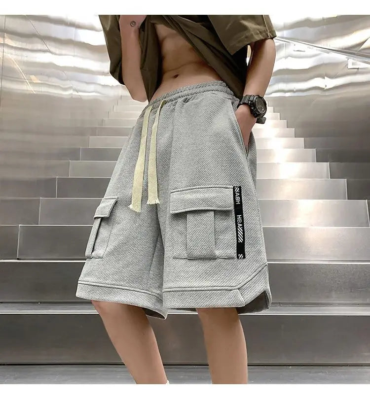 korean style niche casual shorts men summer workwear five point pants design trendy brand loose couple style retro sports pants unique shorts style 2179
