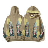 Graffiti Mud Dyed Pullover Fleece Hooded Sweatshirts For Men And Women