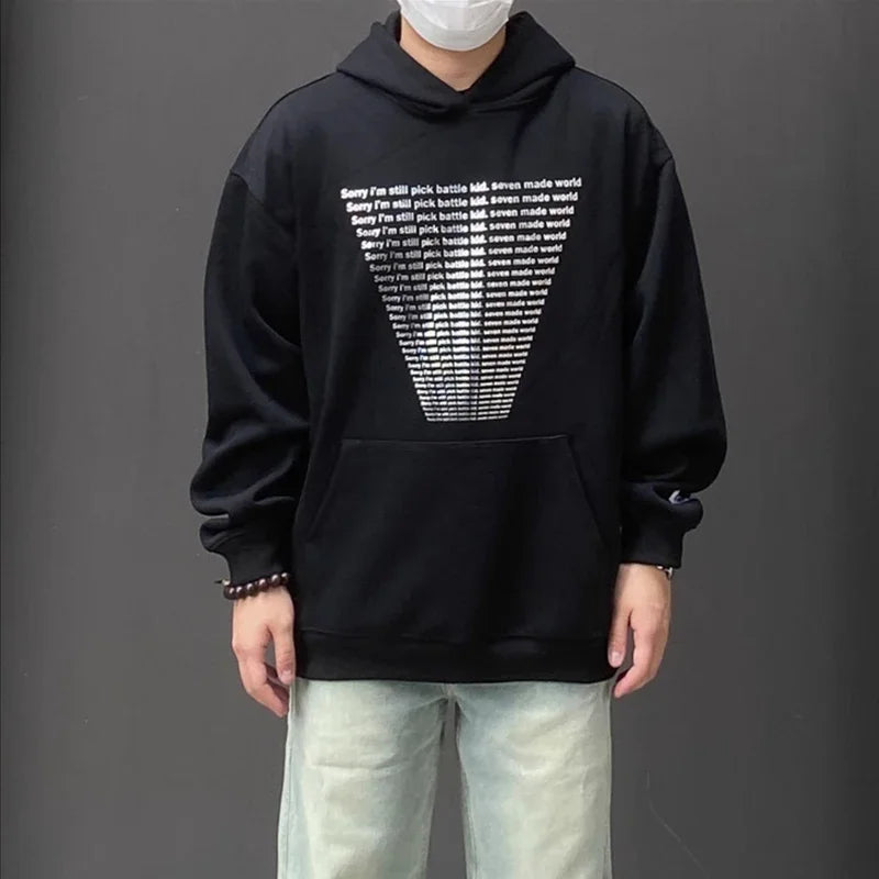 2024 Korean Fashion Pullover – Autumn Mens Y2K Letter Printed Goth Hoodies New American Streetwear Hooded Sweatshirts Hip Hop Fashion Pullover Retro Hoody | Zip Knit Drop #132