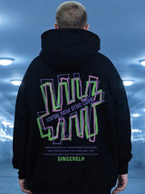 Retro Graffiti Letter Print Letter Pullover Hoodies Mens Streetwear
