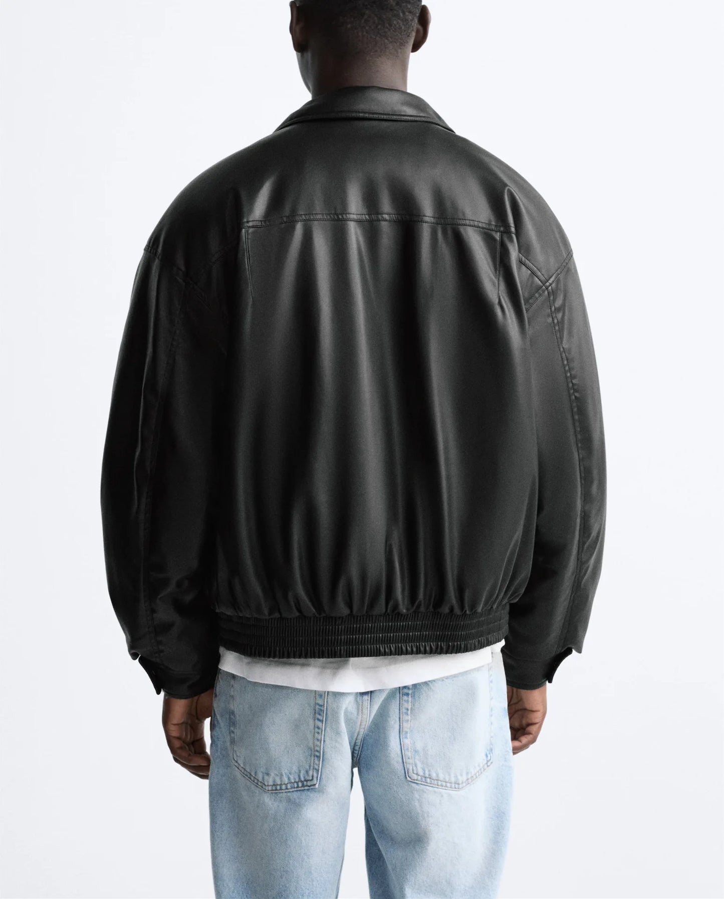 American high street PU imitation leather lapel cotton jacket autumn warm jacket men