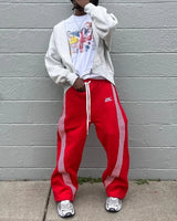 retro harajuku hip hop american y2k new casual pants side striped casual pants mens womens street drawstring high waist pants unique default style 4734